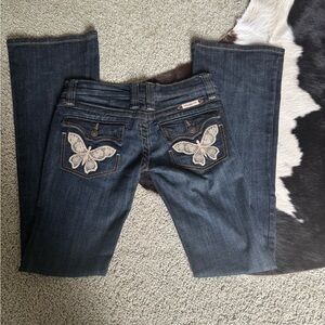 Frankie B  Blue Jeans with Butterfly Embroidery sz 2